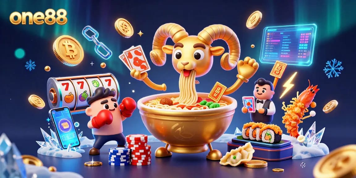 Engage in thrilling casino fun with one88, featuring colorful slot machines and animated characters.