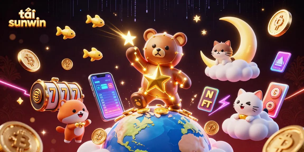 Engage in exciting gameplay with tải sunwin as 3D characters navigate through vibrant casino elements.
