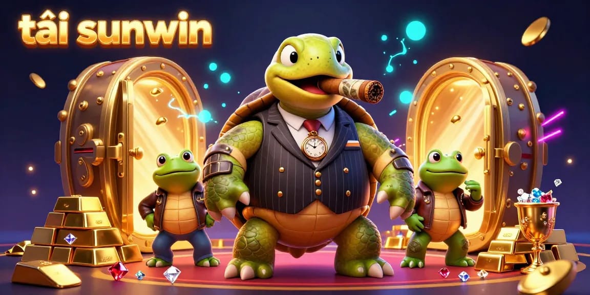 Experience thrilling wins with tải sunwin in a vibrant casino scene featuring giant treasures and playful characters.