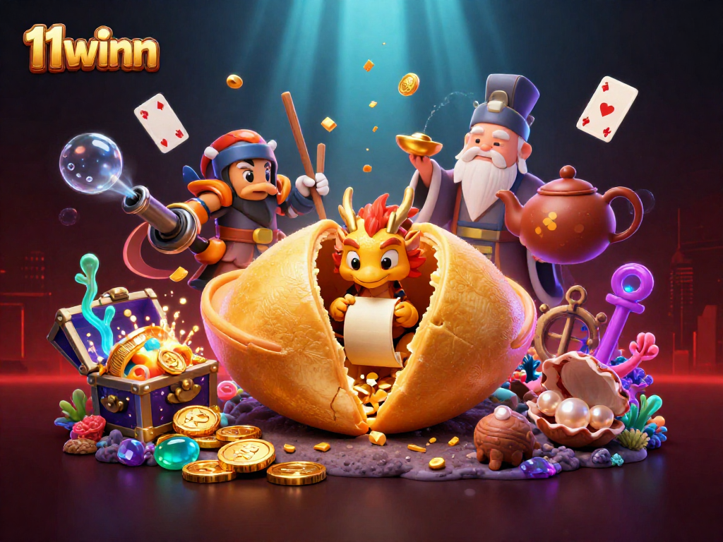 Experience the excitement of 11winn with a vibrant underwater casino adventure blending fortune cookies and wise dragons.