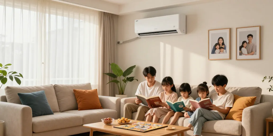 Comfortable family living room with mini split ac unit, inviting atmosphere.