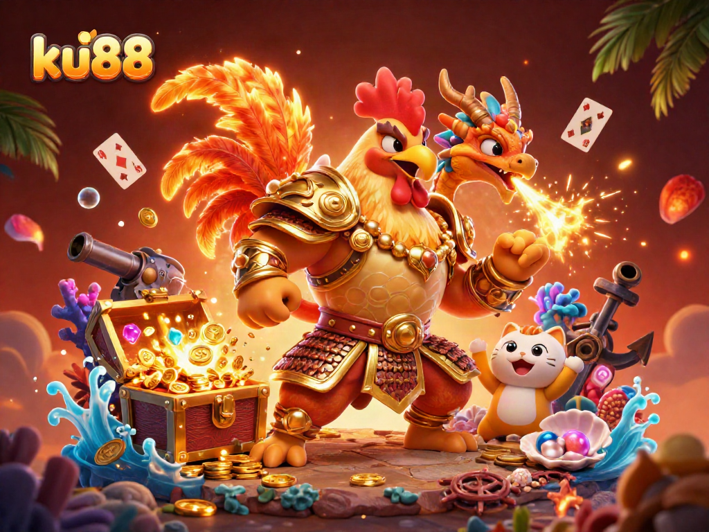 Experience lucrative wins at ku88 with colorful treasures, vibrant characters, and casino excitement