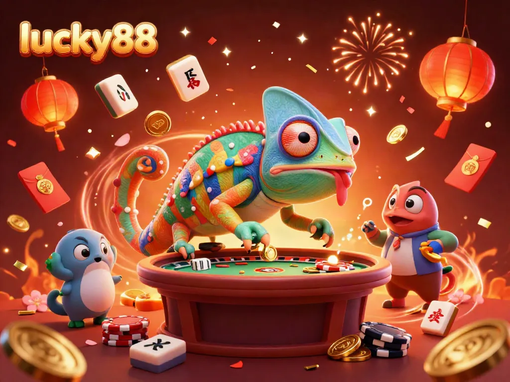 Experience a thrilling lucky88 casino scene with vibrant characters and dynamic gaming elements.