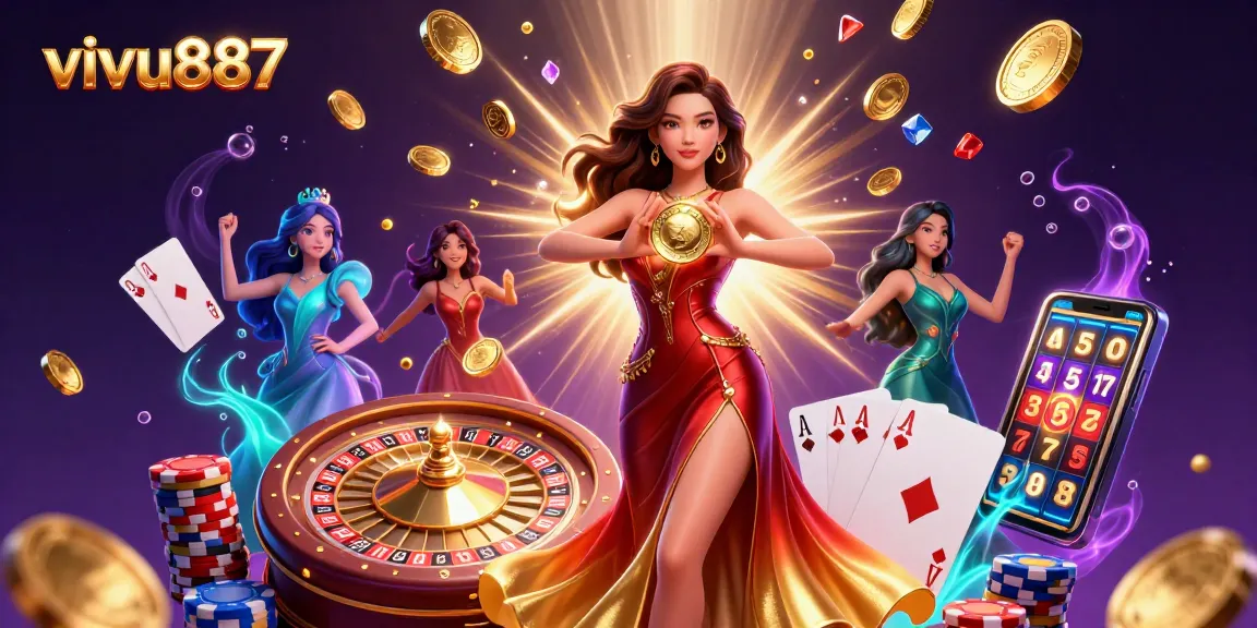 Experience excitement in vivu887's vibrant casino world featuring stunning gaming visuals and atmospheric details.