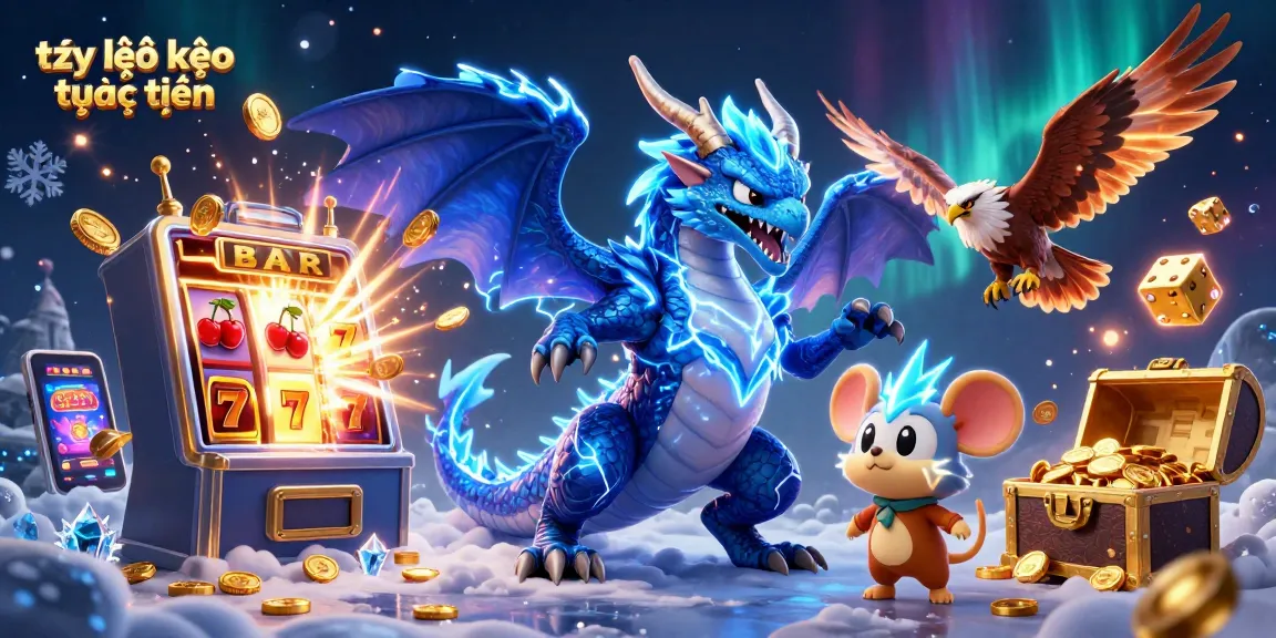 Tỷ lệ kèo trực tuyến showcasing an engaging 3D illustration emphasizing thrilling slot machine action and dynamic casino elements.