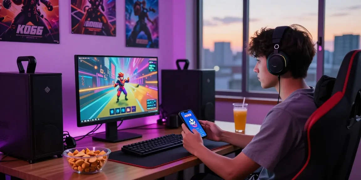 Engaged player using KO66 app in a vibrant gaming setup