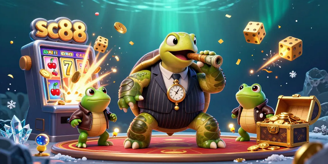 Experience the thrilling excitement of sc88 with dynamic illustrations of characters on a vibrant casino floor.