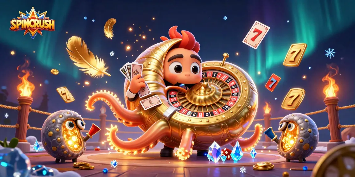 Engage with SPINCRUSH as the ancient nautilus and glowing ammonites create a vibrant casino scene filled with excitement.