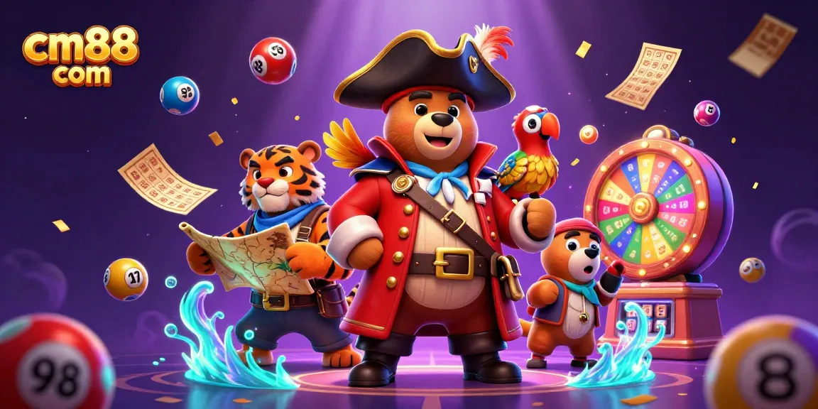 Join the thrilling adventures of cm88 com with a pirate captain bear and friends amidst vibrant gambling elements.