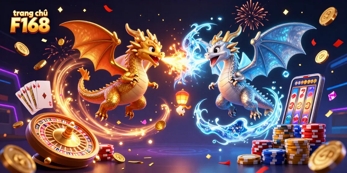 Experience the excitement of winning at trang chủ F168 with vibrant dragons, coins, and gaming symbols!