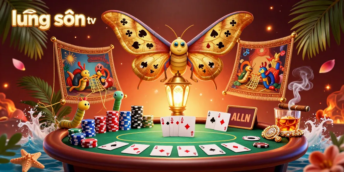 Experience thrilling casino action with lương sơn tv featuring a vibrant atlas moth illustrating golden gambling scenes.