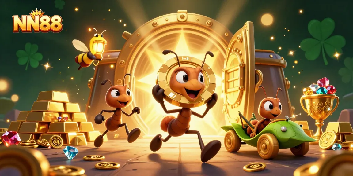 Engage with NN88's exciting gambling experience featuring 3D ants in a dynamic casino heist.