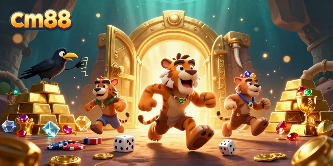 Spin to win at cm88 with lively cartoons in a vibrant casino scene.