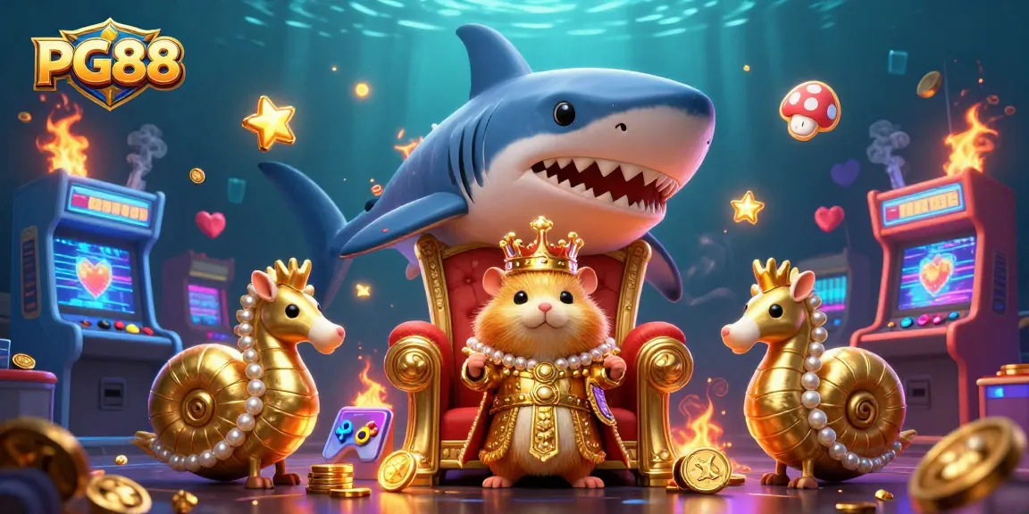 Engage in thrilling gaming at PG88 with a fierce hamster king and underwater adventure elements.