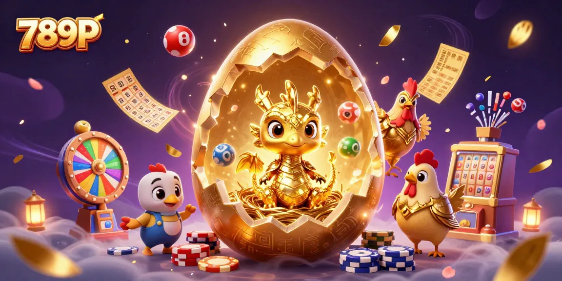 Experience the thrilling adventure of 789P with a dazzling golden dragon and poker chips amidst vibrant casino elements.