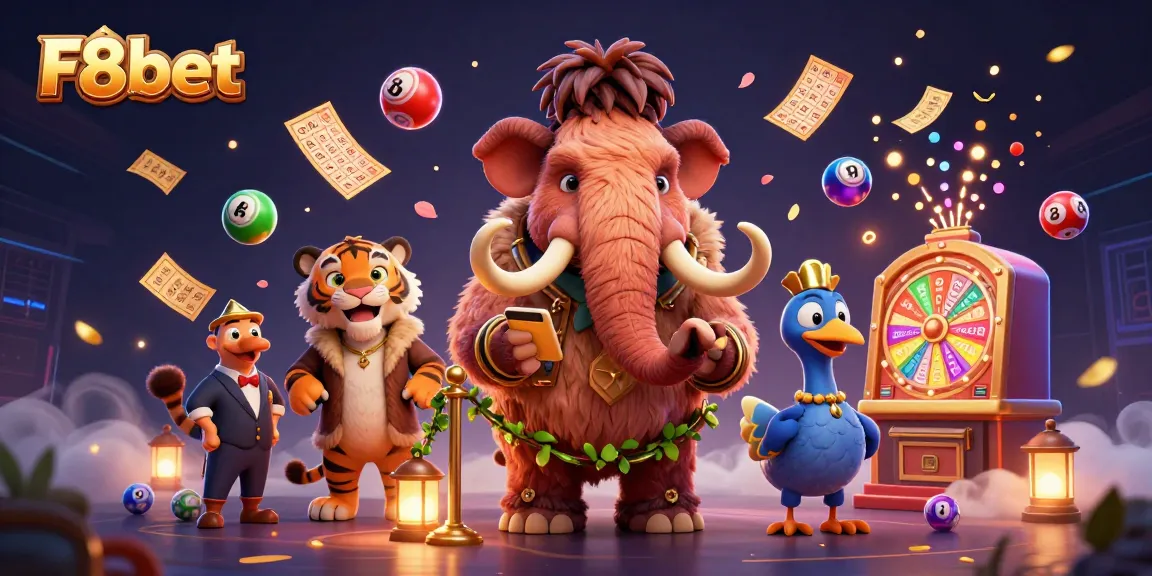 Join the excitement at F8bet with a vibrant illustration of a mammoth bouncer and VIP guests.