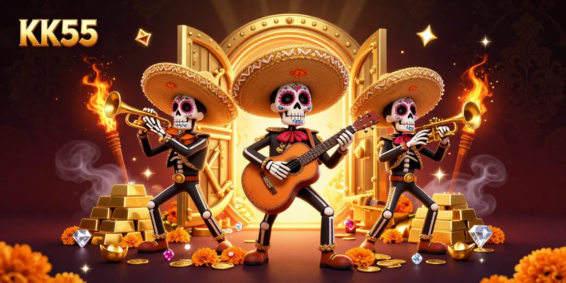 Experience vibrant action at KK55 with a lively Mariachi band amid treasure-rich casino elements.
