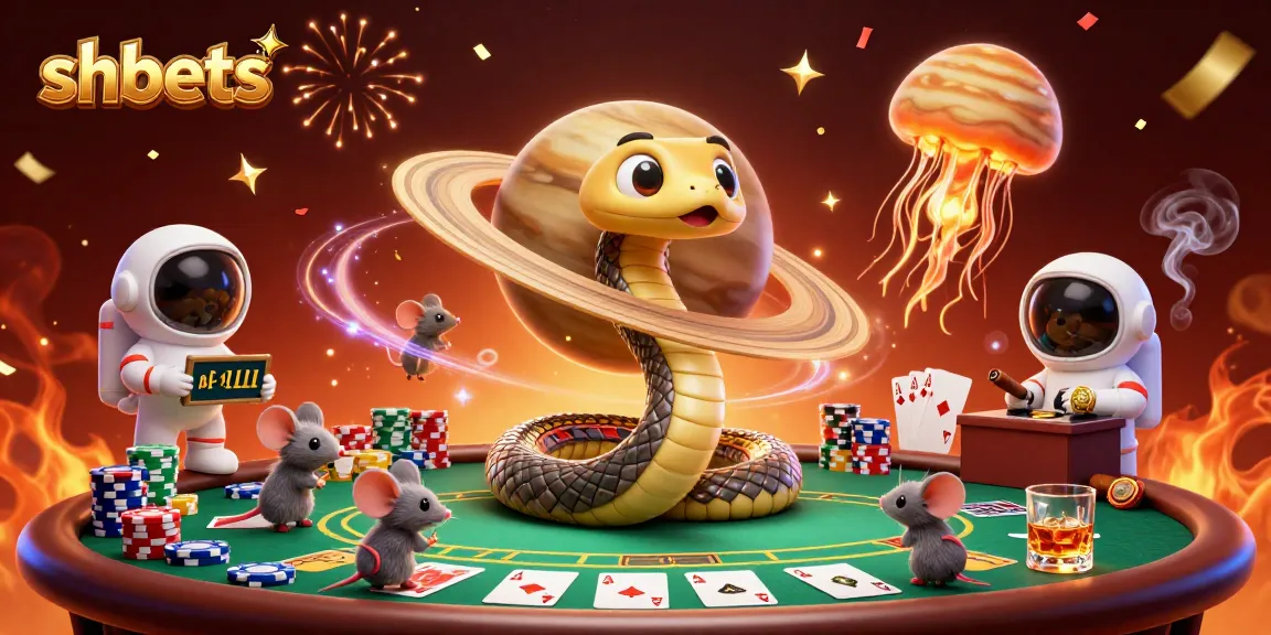 Place bets on shbets with tiny astronaut mice at a cosmic casino scene.