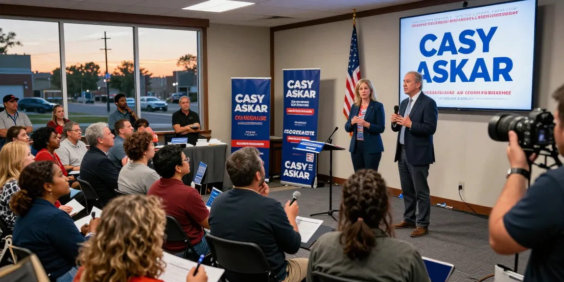 Voters engaged in a town hall debate about Casey Askar's candidacy, showing heightened political interest.