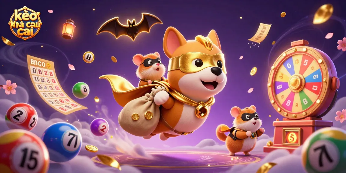 Engage with kèo nhà cái through a dynamic casino scene with vibrant characters and elements.