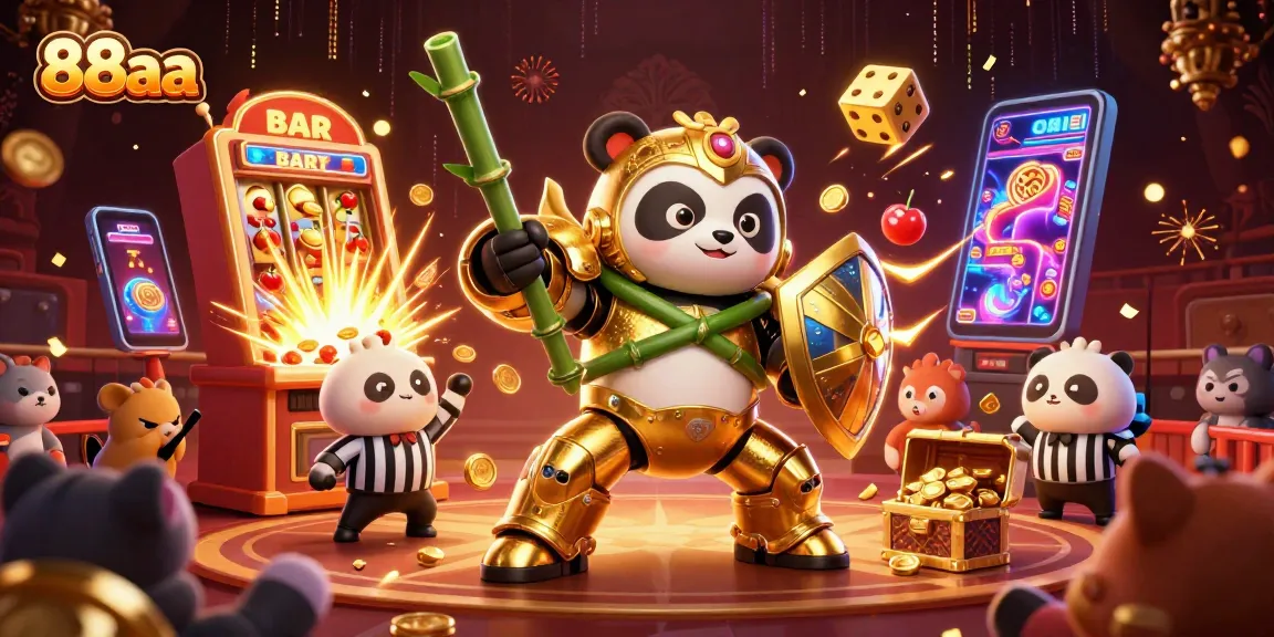 Engage in thrilling gameplay at 88aa with a golden panda in a vibrant casino scene.
