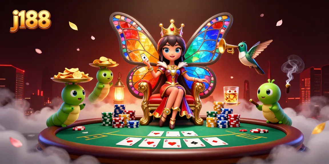 Engage in thrilling poker action at j188 with vibrant characters and casino elements.