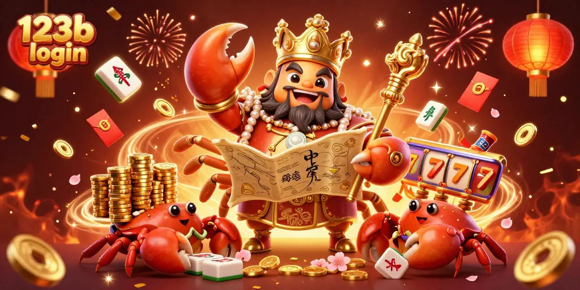 Experience the vibrant 123b login scene filled with golden treasures and festive elements in a casino setting.